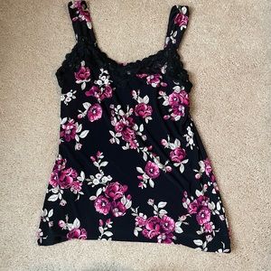 Black and pink floral shirt